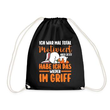 I used to be totally motivated bunny - Drawstring Bag - black - Front