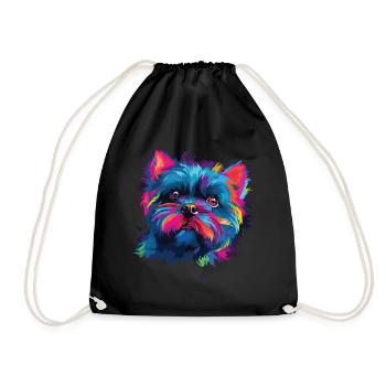 Watercolors Colorful Affenpinscher - Drawstring Bag - black - Front