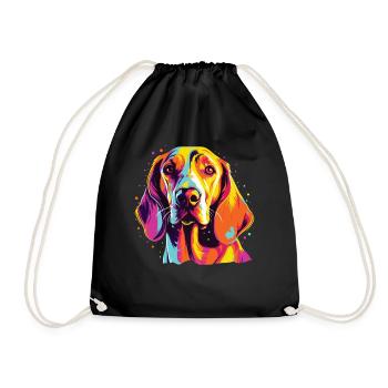 Wasserfarben Farbenfroher English Foxhound - Turnbeutel - Schwarz - Vorne