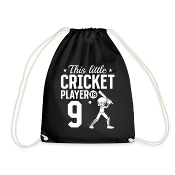 Cricket Player is 9 Years - 9th Birthday Cricket P - Turnbeutel - Schwarz - Vorne