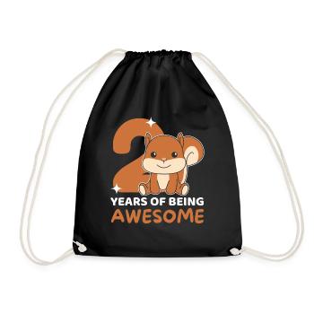 Squirrel for 2nd birthday children two years - Drawstring Bag - black - Front