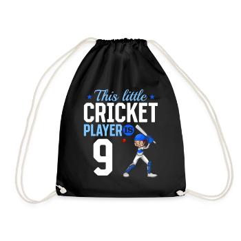 9th Birthday Cricket Player Baby Cricket Player - Turnbeutel - Schwarz - Vorne