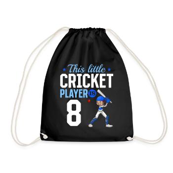 8th Birthday Cricket Player Baby Cricket Player - Turnbeutel - Schwarz - Vorne