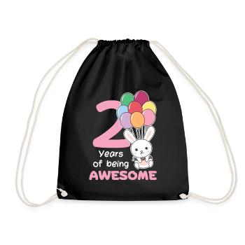 Rabbit for 2nd birthday children two years old - Drawstring Bag - black - Front