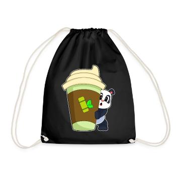 Panda Coffee to go Mug - Drawstring Bag - black - Front
