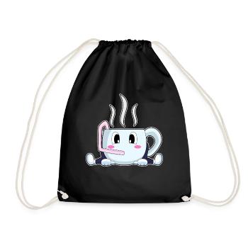 cup of coffee - Drawstring Bag - black - Front