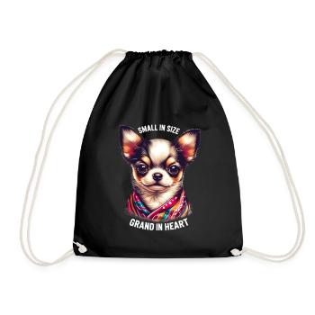 Chihuahua Small In Size Grand In Heart - Drawstring Bag - black - Front