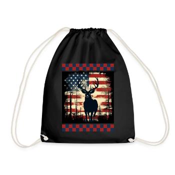 Zerrissene Unterwäsche aus Waldtarnung mit amerikanischer Flagge - Turnbeutel - Schwarz - Vorne