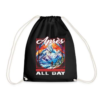 Apres All Day Stained glass Skiing Cathedral - Drawstring Bag - black - Front