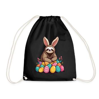 Lustiges Faultier Osterhase Ikonisches Ostern - Turnbeutel - Schwarz - Vorne