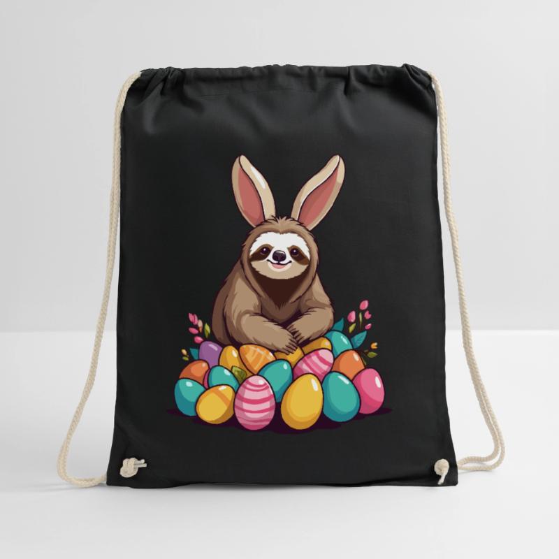 Funny Sloth Easter Bunny Iconic Easter Drawstring Bag