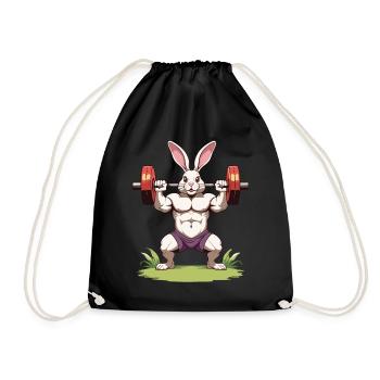 Easter Bunny Funny Bodybuilder Fitness Motivation - Drawstring Bag - black - Front
