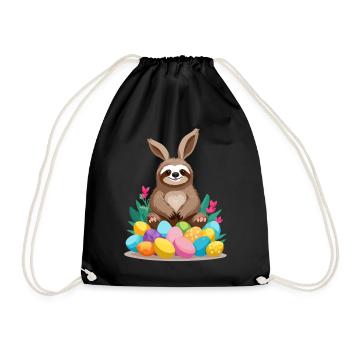 Lustiges Faultier Osterhase Süßes Ikonisches - Turnbeutel - Schwarz - Vorne