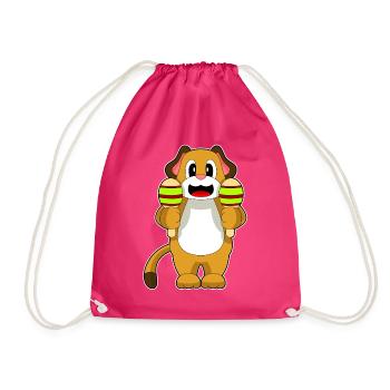 Dog Musician Rattle Music - Drawstring Bag - fuchsia - Front