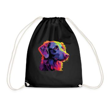 Wasserfarben Farbenfroher Curly Coated Retriever - Turnbeutel - Schwarz - Vorne