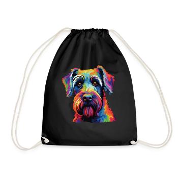 Wasserfarben Farbenfroher Standard Schnauzer - Turnbeutel - Schwarz - Vorne