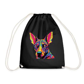 Watercolor Colorful Xoloitzcuintli - Drawstring Bag - black - Front