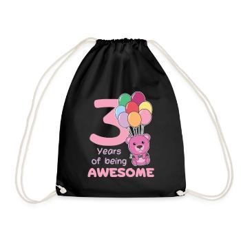 Bear for 3rd birthday children three years old - Drawstring Bag - black - Front