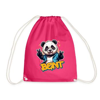 BENT - Handsome boy name with cool panda - Drawstring Bag - fuchsia - Front
