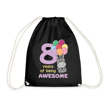Hippopotame pour les enfants de 8 ans de huit ans - Sac de sport léger - noir - Devant