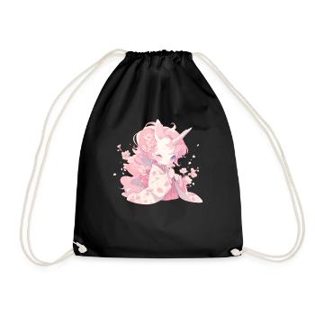 Licorne Sirène Kawaii Japonais - Sac de sport léger - noir - Devant