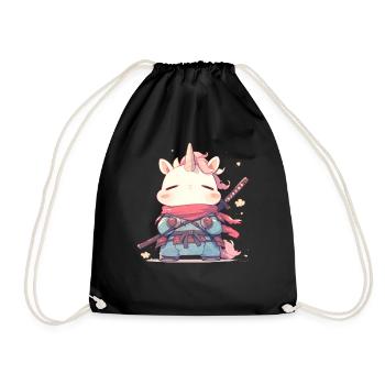 Unicorn Kawaii Japanese - Drawstring Bag - black - Front