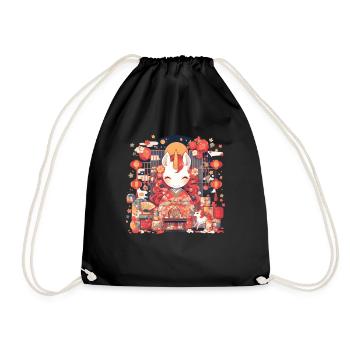 Licorne Kawaii Japonais - Sac de sport léger - noir - Devant