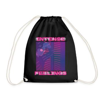80's Retro Vaporwave Aesthetic Intense Feelings - Drawstring Bag - black - Front