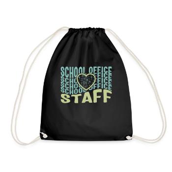 Chemise de l’école, T-shirt coeur du personnel de bureau de l’école, dos - Sac de sport léger - noir - Devant