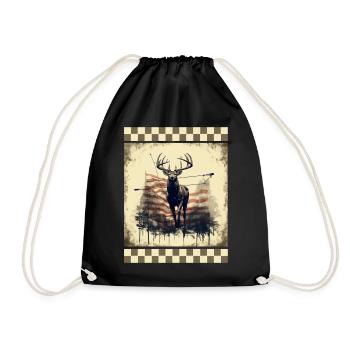 Tir à l’arc Woodland Camo drapeau américain chasse au cerf - Sac de sport léger - noir - Devant