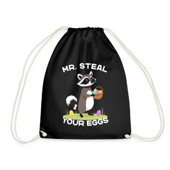 Lustiger Eier Dieb Waschbär Osterhasen Design - Turnbeutel - Schwarz - Vorne