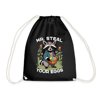 Lustiger Eier Dieb Waschbär Osterhasen Design - Turnbeutel - Schwarz - Vorne