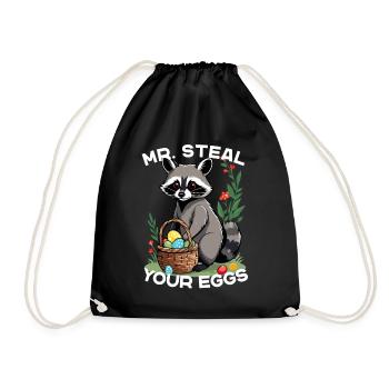 Lustiger Eier Dieb Waschbären Osterhasen Design - Turnbeutel - Schwarz - Vorne