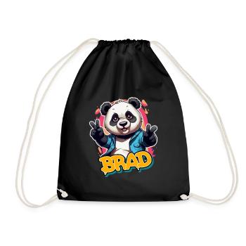BRAD - Beau prénom de garçon avec un panda cool - Sac de sport léger - noir - Devant