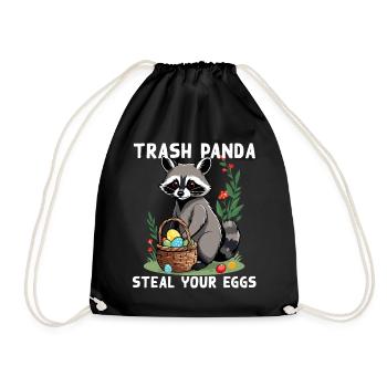 Funny Raccoon Saying Easter Bunny Design - Drawstring Bag - black - Front