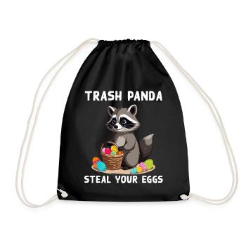 Funny Raccoon Saying Raccoon Easter Bunny - Drawstring Bag - black - Front