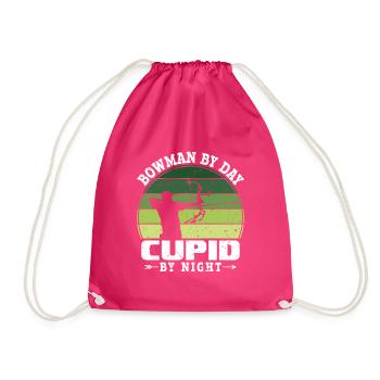 Bowman by Day Cupid by Night - Archer Bow - Drawstring Bag - fuchsia - Front
