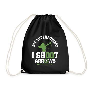 My Superpower? I shoot Arrows - Archer Bow - Drawstring Bag - black - Front