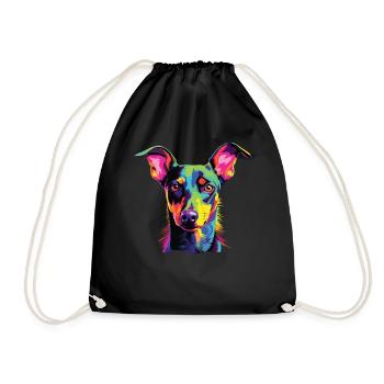 Watercolor Colorful Manchester Terrier - Drawstring Bag - black - Front
