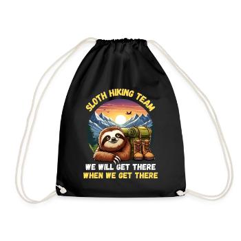 Sloth, Hiking, Hike, Mountains, Hiking Trail, Funny - Drawstring Bag - black - Front