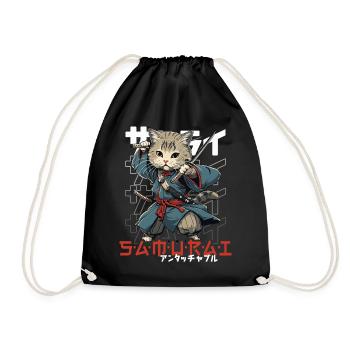 Chat Samouraï Chat Ninja Japonais Kawaii - Sac de sport léger - noir - Devant