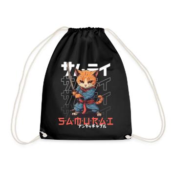 Chat Samouraï Chat Ninja Japonais Kawaii - Sac de sport léger - noir - Devant
