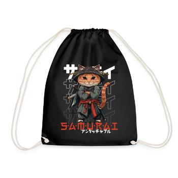 Chat Samouraï Chat Ninja Japonais Kawaii - Sac de sport léger - noir - Devant