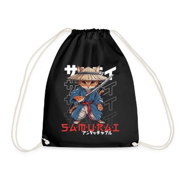 Chat Samouraï Chat Ninja Japonais Kawaii - Sac de sport léger - noir - Devant
