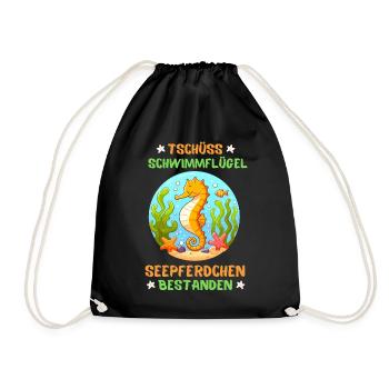 Seepferdchen Schwimmen Schwimmflügel Meer Urlaub - Turnbeutel - Schwarz - Vorne