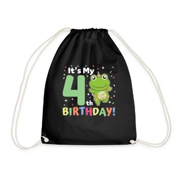 Frog for 4th birthday children four years old - Drawstring Bag - black - Front