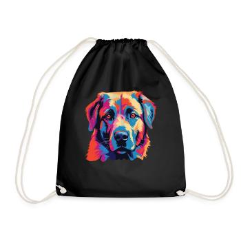 Wasserfarben Farbenfroher Anatolischer Hirtenhund - Turnbeutel - Schwarz - Vorne