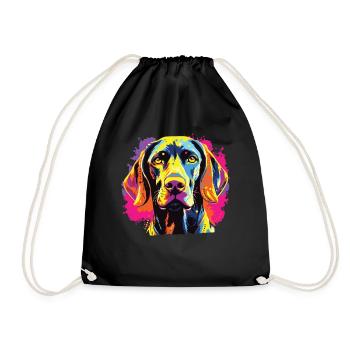 Watercolor Colorful German Shorthair - Drawstring Bag - black - Front