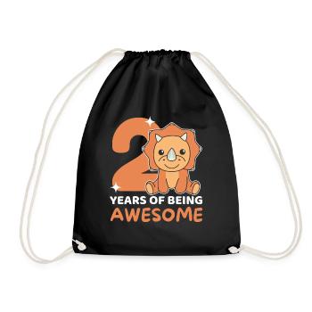 Triceratops for 2nd birthday children two years - Drawstring Bag - black - Front