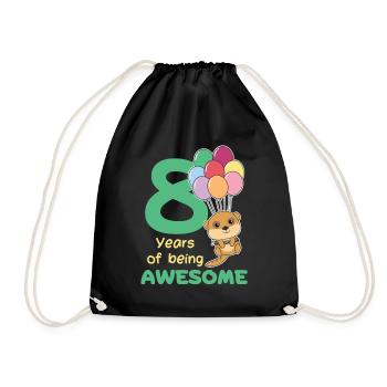 Meerkat for 8th birthday children eight years - Drawstring Bag - black - Front